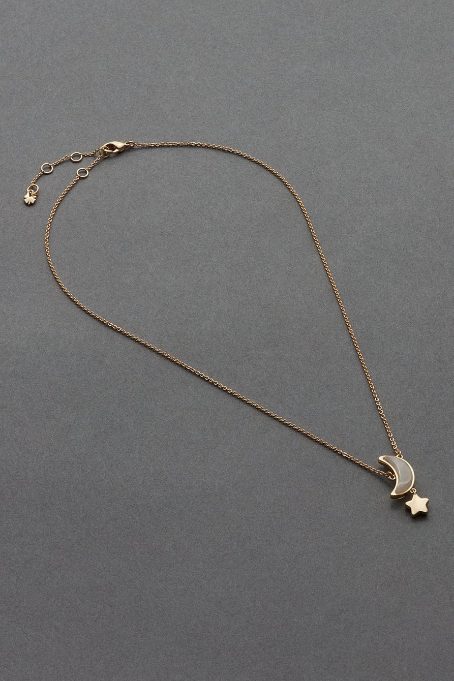 14k gld plated moon star charm neck